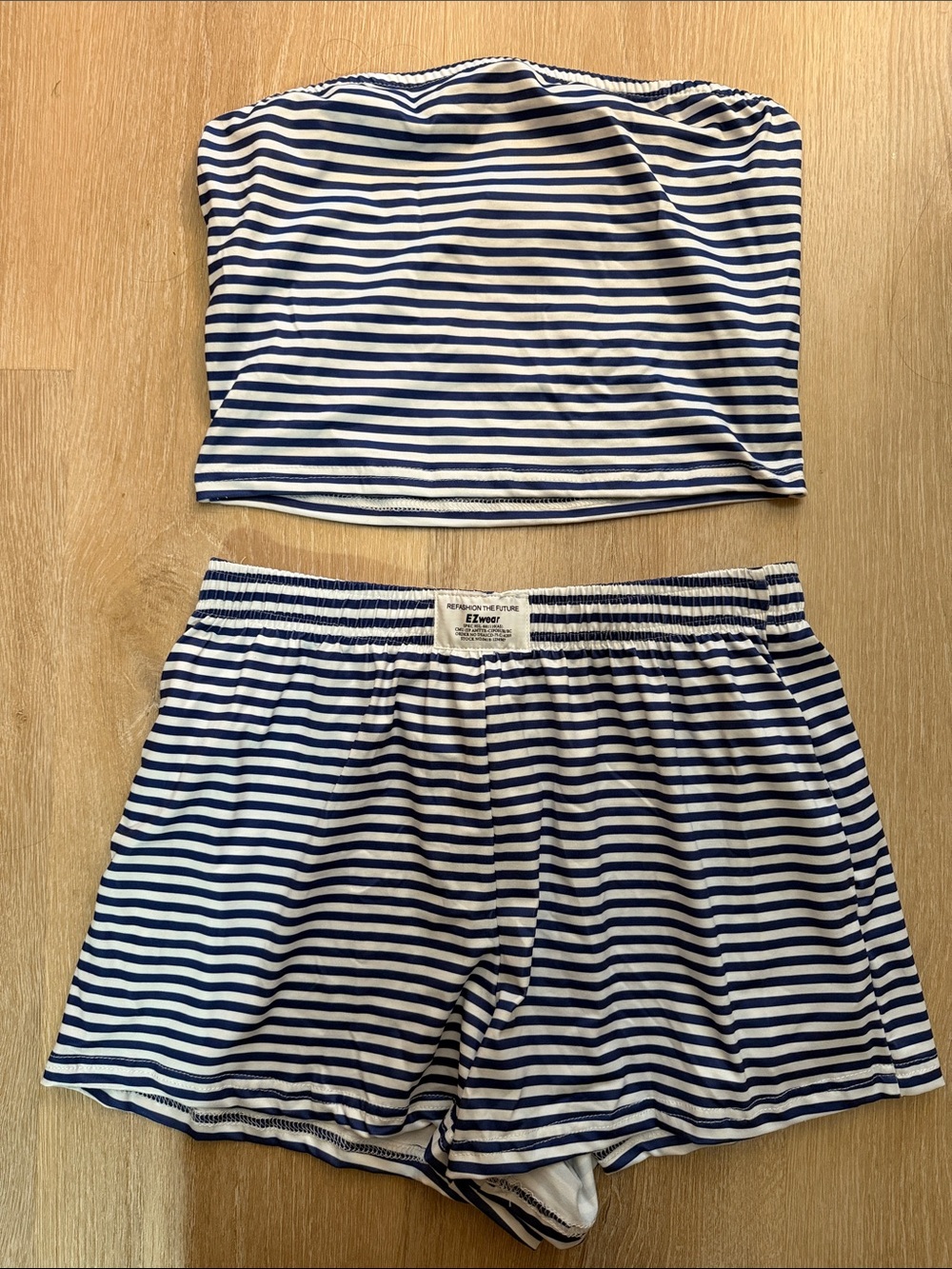 SHEIN Navy & White Striped Kids Pajama Set